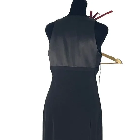 Tahari Vintage Black Low V-Neck Gown Size 6 - Picture 5 of 15